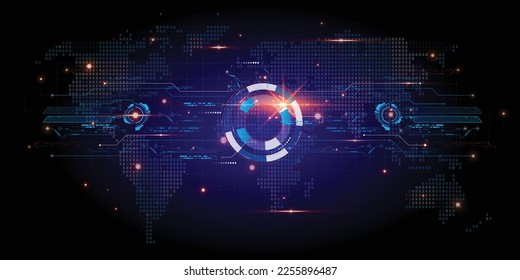 Virtual reality of HUD Hologram frame background, Artificial Intelligence AI futuristic Hologram display design. Sci-Fi Frame HUD, GUI,UI. Futuristic display with data, High technology screen