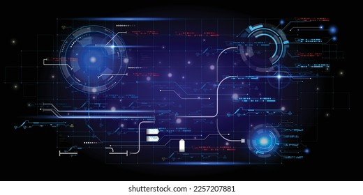 Realidad virtual del fondo del marco HUD Holograma, Inteligencia Artificial AI diseño de visualización futurista Holograma. HUD de marco Sci-Fi, GUI, UI. Pantalla futurista con datos, pantalla de alta tecnología