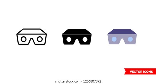 Virtual reality icon of 3 types: color, black and white, outline. Isolated vector sign symbol.