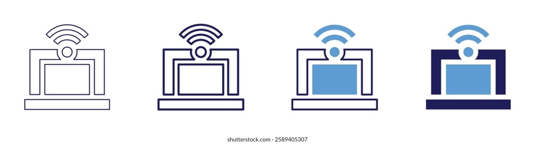 Virtual reality icon in 4 different styles. Thin Line, Line, Bold Line, Duotone. Duotone style. Editable stroke.