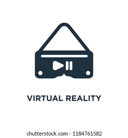 Virtual reality icon. Black filled vector illustration. Virtual reality symbol on white background. Can be used in web and mobile.