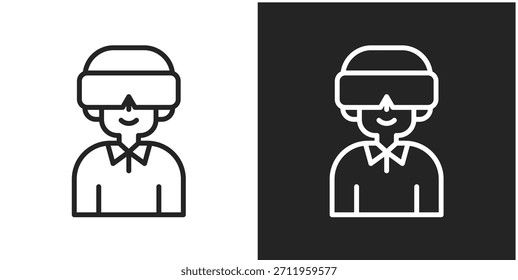 Virtual Reality Icon In Black And White Line Style