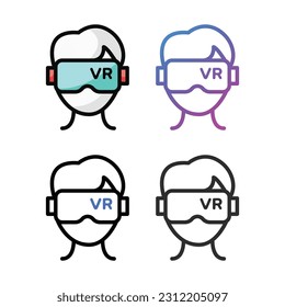 Virtual reality icon design in four variation color