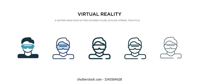 virtual reality icon in different style vector illustration. two colored and black virtual reality vector icons designed in filled, outline, line and stroke style can be used for web, mobile, ui