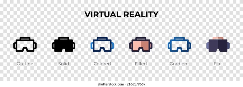 Virtual Reality icon in different style. Virtual Reality vector icons designed in outline, solid, colored, filled, gradient, and flat style. Symbol, logo illustration. Vector illustration