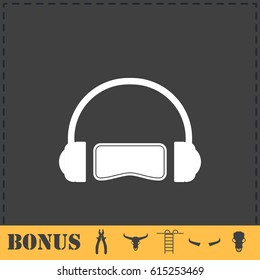 Virtual reality icon flat. Simple vector symbol and bonus icon