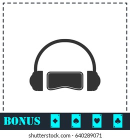 Virtual reality icon flat. Simple vector symbol and bonus icon