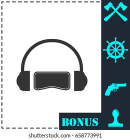 Virtual reality icon flat. Simple vector symbol and bonus icon