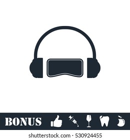 Virtual reality icon flat. Vector illustration symbol and bonus pictogram