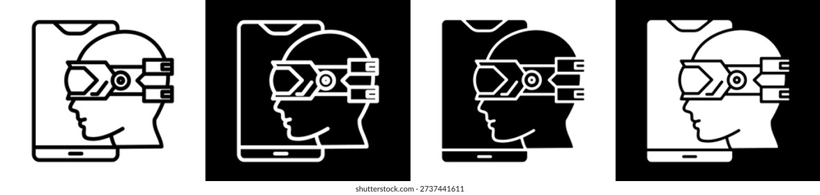Virtual Reality Icon In Flat Version On Black And White Background
