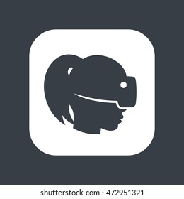 virtual reality icon, girl in VR headset