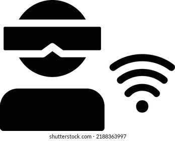 Icono De Realidad Virtual Con Estilo Glifo, Signo De Tecnología Futurista Y Símbolo Aislado En Fondo Blanco