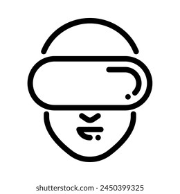 Virtual reality icon. Human head wearing VR Glasses. Outline style. Vector. Isolate on white background.