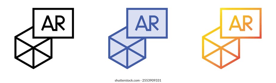 virtual reality icon. Linear, Blue Fill and Gradient Style Design Isolated On White Background