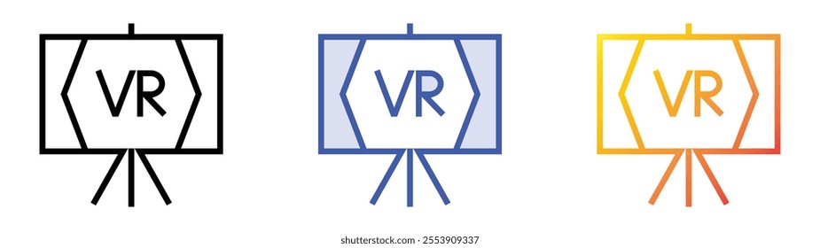 virtual reality icon. Linear, Blue Fill and Gradient Style Design Isolated On White Background