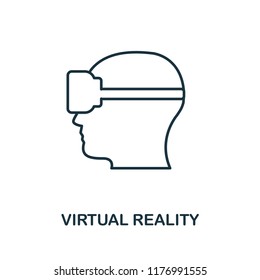 Virtual Reality icon. Monochrome style design from visual device collection. UI. Pixel perfect simple pictogram virtual reality icon. Web design, apps, software, print usage.