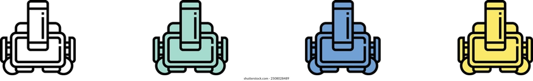 virtual reality icon. Outline, Green, Blue and Yellow Style Design Isolated On White Background