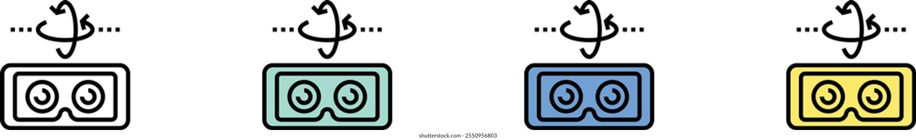 virtual reality icon. Outline, Green, Blue and Yellow Style Design Isolated On White Background
