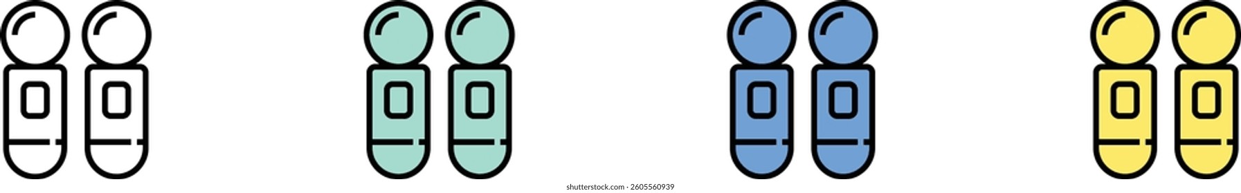 virtual reality icon. Outline, Green, Blue and Yellow Style Design Isolated On White Background