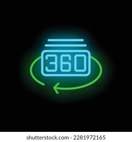 Virtual reality icon outline vector. Travel tour. Online map neon color isolated on black