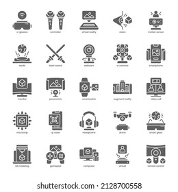 Virtual Reality icon pack for your website design, logo, app, UI. Virtual Reality icon glyph design. Vector graphics illustration and editable stroke.