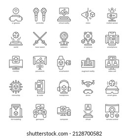 Virtual Reality icon pack for your website design, logo, app, UI. Virtual Reality icon outline design. Vector graphics illustration and editable stroke.