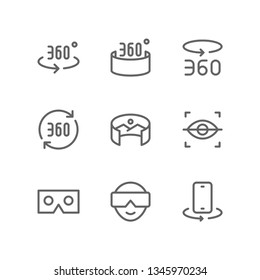 Virtual Reality icon set including 360 degree, rotate, eye scan, augmented, glasses, vr, smartphone