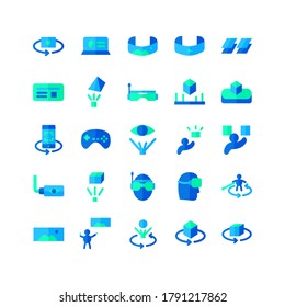 Virtual Reality icon set vector flat for website, mobile app, presentation, social media. Suitable for user interface and user experience.