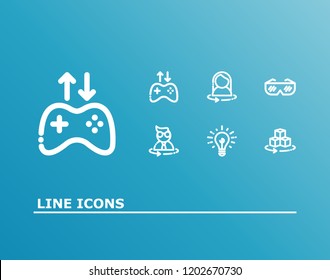 Virtual reality icon set and vr woman gamer with future innovation, vr glasses and vr gamer. Light related virtual reality icon vector for web UI logo design.