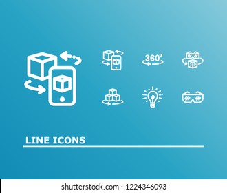 Virtual reality icon set and vr glasses with 360 rotate, future innovation and vr device. Gadget related virtual reality icon vector for web UI logo design.