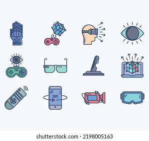 Virtual Reality icon set, vr technology vector