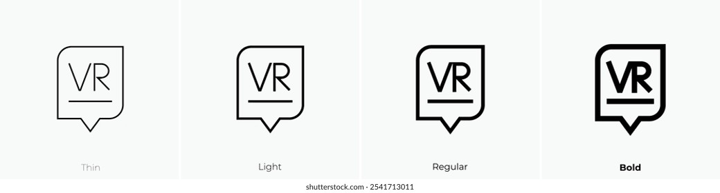 virtual reality icon. Thin, Light Regular And Bold style design isolated on white background