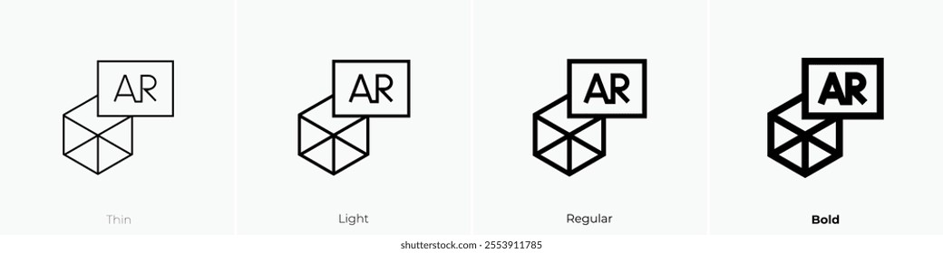 virtual reality icon. Thin, Light Regular And Bold style design isolated on white background