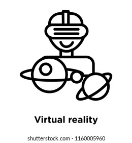 Virtual reality icon vector isolated on white background, Virtual reality transparent sign , line or linear sign, element design in outline style