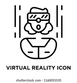 Virtual reality icon vector isolated on white background, Virtual reality transparent sign , line symbol or linear element design in outline style