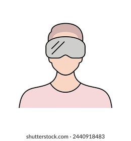 Virtual Reality icon. VR device vector icon. Person wearing VR mask.