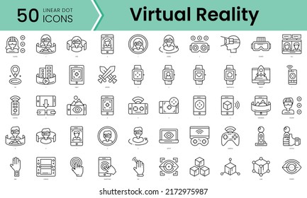 virtual reality Icons bundle. Linear dot style Icons. Vector illustration