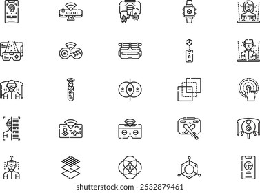 Virtual reality icons collection is a vector illustration with editable stroke.