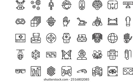 Virtual reality icons pack High-Quality Vector Icons Collection with Editable Stroke. Ideal for Professional and Creative Projects.