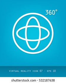 Virtual Reality Icons Series, Flat 2.0 Design - Simple Line Art with rotation,  circles, arrows and cubes