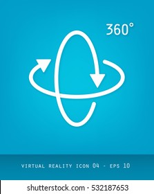 Virtual Reality Icons Series, Flat 2.0 Design - Simple Line Art with rotation,  circles, arrows and cubes