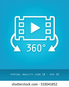 Virtual Reality Icons Series, Flat 2.0 Design - Simple Line Art 360 degree Video