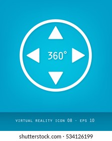 Virtual Reality Icons Series, Flat 2.0 Design - Simple Line Art with rotation,  circles, arrows and cubes