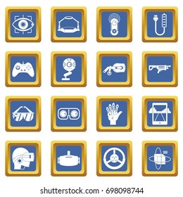 Virtual reality icons set in blue color isolated vector illustration for web and any design