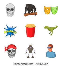 Virtual reality icons set. Cartoon set of 9 virtual reality vector icons for web isolated on white background