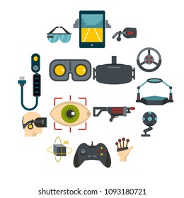Virtual reality icons set in flat style isolated vector illustration