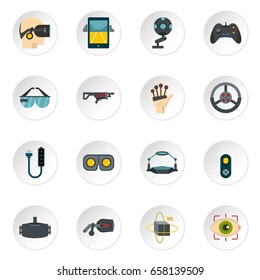 Virtual reality icons set in flat style isolated vector icons set illustration