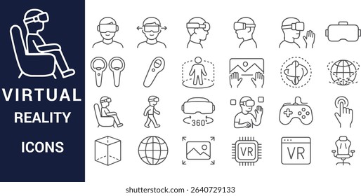 Virtual Reality Icons Set: Futuristic Interactive Technology