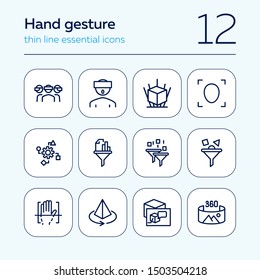 Virtual reality icons. Set of line icons. VR glasses, face scanning, sales funnel. Computer reality concept. Vector illustration can be used for topics like technology, computers, gaming