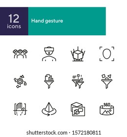 Virtual Reality Icons. Set Of Line Icons. VR Glasses, Face Scanning, Sales Funnel. Computer Reality Concept. Vector Illustration Can Be Used For Topics Like Technology, Computers, Gaming